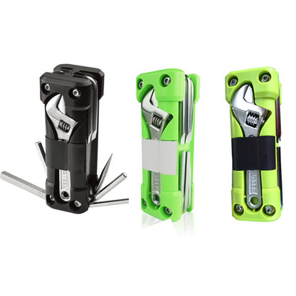 Black Compact 16-in-1 Bicycle & Motorcycle Repair Multi-Tool with Adjustable Wrench & Socket Set - Image 3