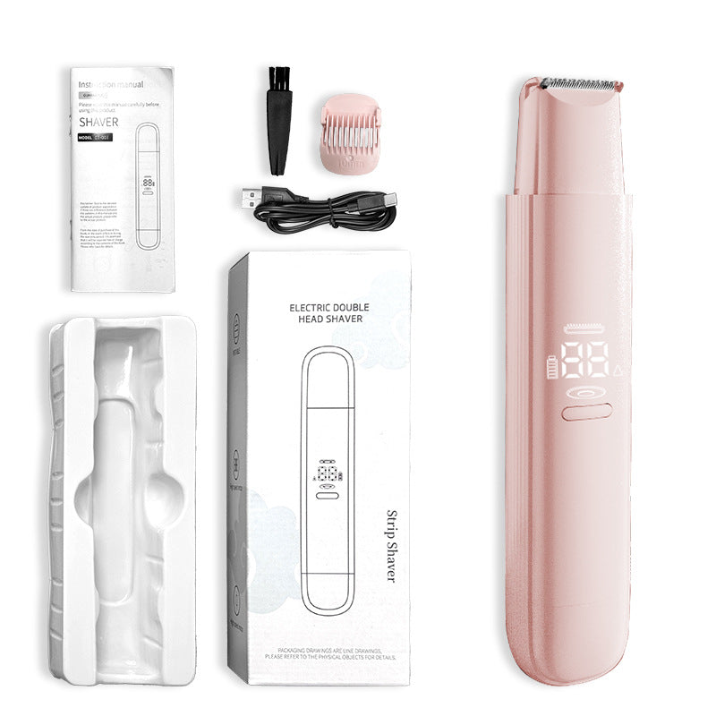 Pink Painless Electric Shaver for Women - USB Rechargeable Bikini Trimmer & Body Hair Remover, Wet & Dry Use