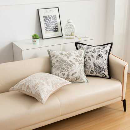 White Elegant Black & White Tree Print Cushion Cover - Modern Home Decor - Image 2