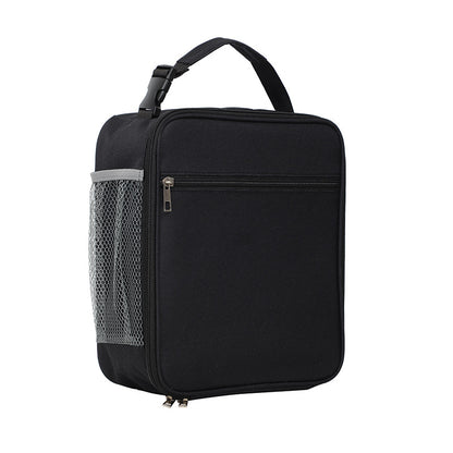 Black Insulated Lunch Bag with Shoulder Strap - Portable & Large Capacity Thermal Bento Tote