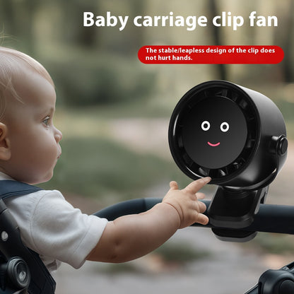 Black Portable Stroller Fan with LED Display - Bladeless Safety Clip-On Fan for Baby & Desk (4000mAh, 360 degree Rotation) - Image 4