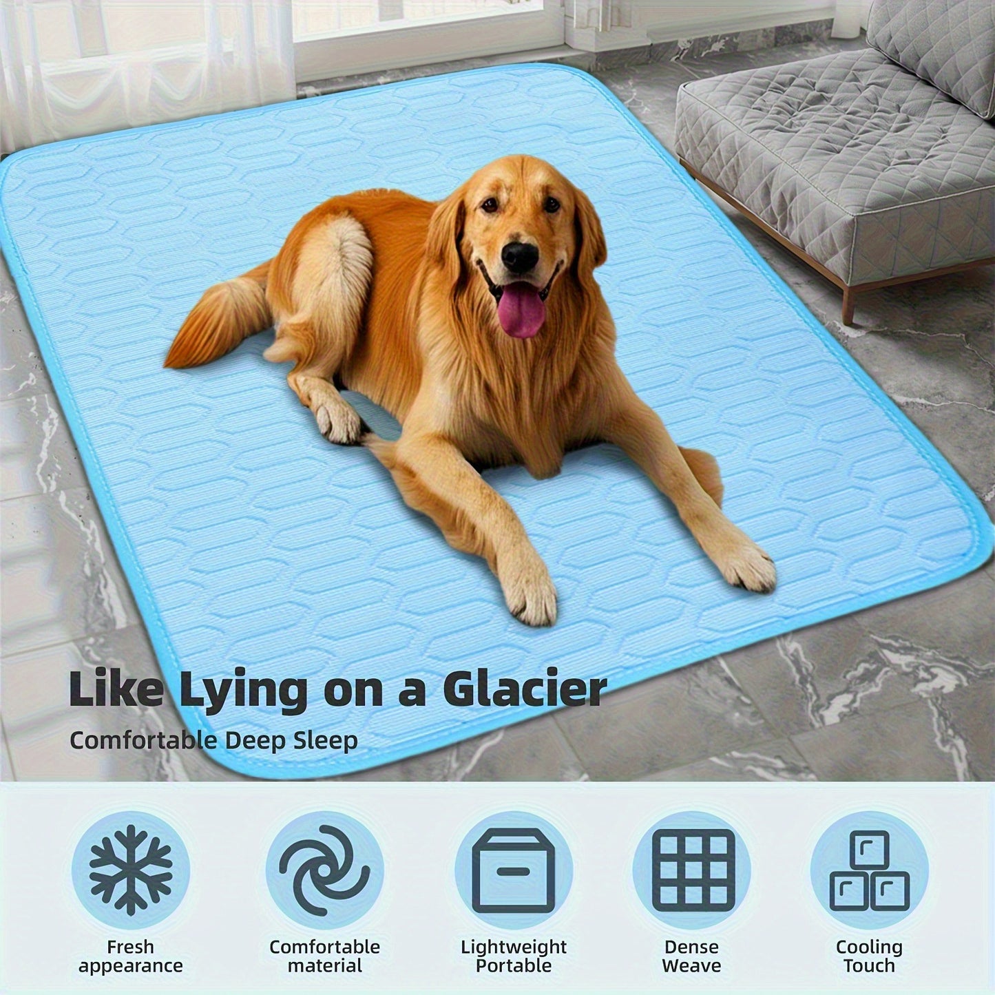 Blue Pet Summer Ice Silk Cooling Mat - Breathable Latex Sleep Pad for Dogs & Cats (50*40cm) - Image 2