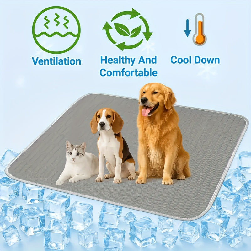 Grey Pet Summer Ice Silk Cooling Mat - Breathable Latex Sleep Pad for Dogs & Cats (50*40cm) - Image 3