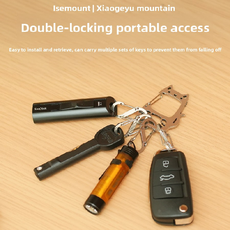 2-Pcs Lucky Cat Stainless Steel Keychain with S-Hooks - Durable & Portable Multi-Tool EDC Clip - Image 2
