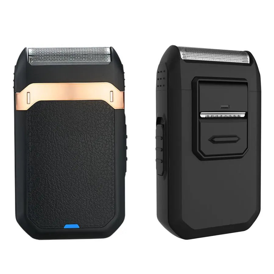 Black Rechargeable Electric Shaver for Men - Wet/Dry Reciprocating Razor with Pop-up Trimmer & Type-C Fast Charge