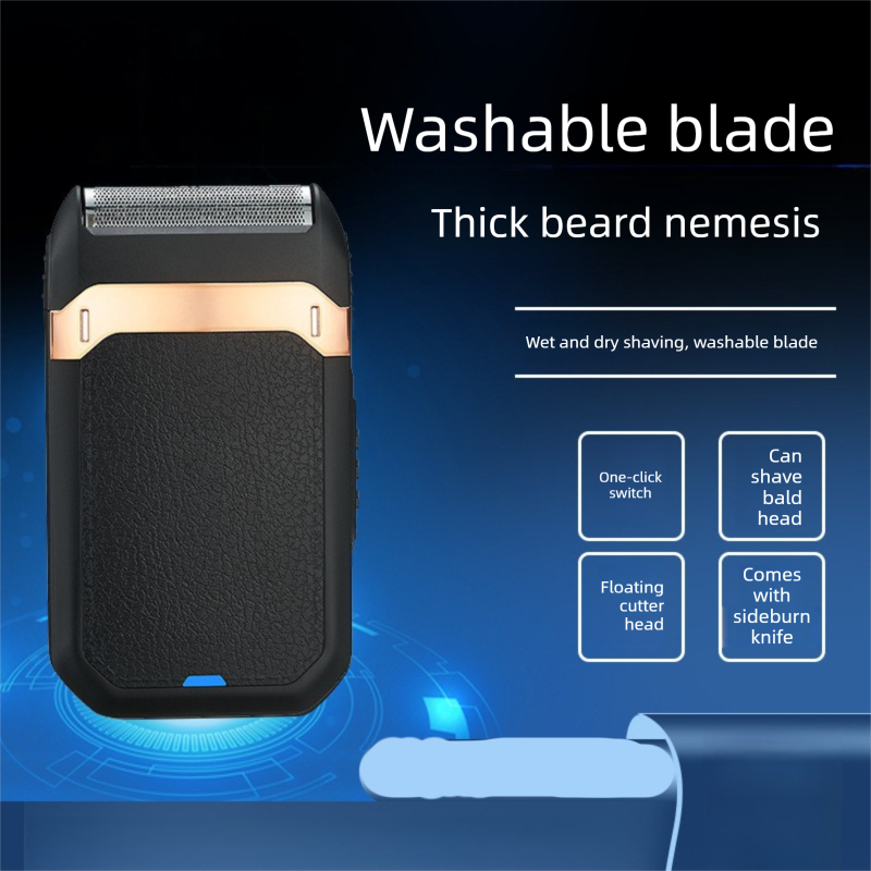 Black Rechargeable Electric Shaver for Men - Wet/Dry Reciprocating Razor with Pop-up Trimmer & Type-C Fast Charge - Image 3