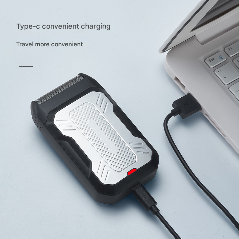 Silver Rechargeable Electric Shaver for Men - Wet/Dry Reciprocating Razor with Pop-up Trimmer & Type-C Fast Charge - Image 2