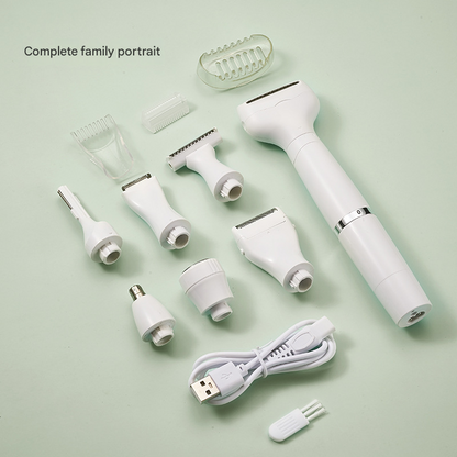 White 7-in-1 Multifunctional Electric Shaver for Women - USB Rechargeable Painless Hair Removal Epilator with Washable Heads for Face, Body & Eyebrows - Image 3