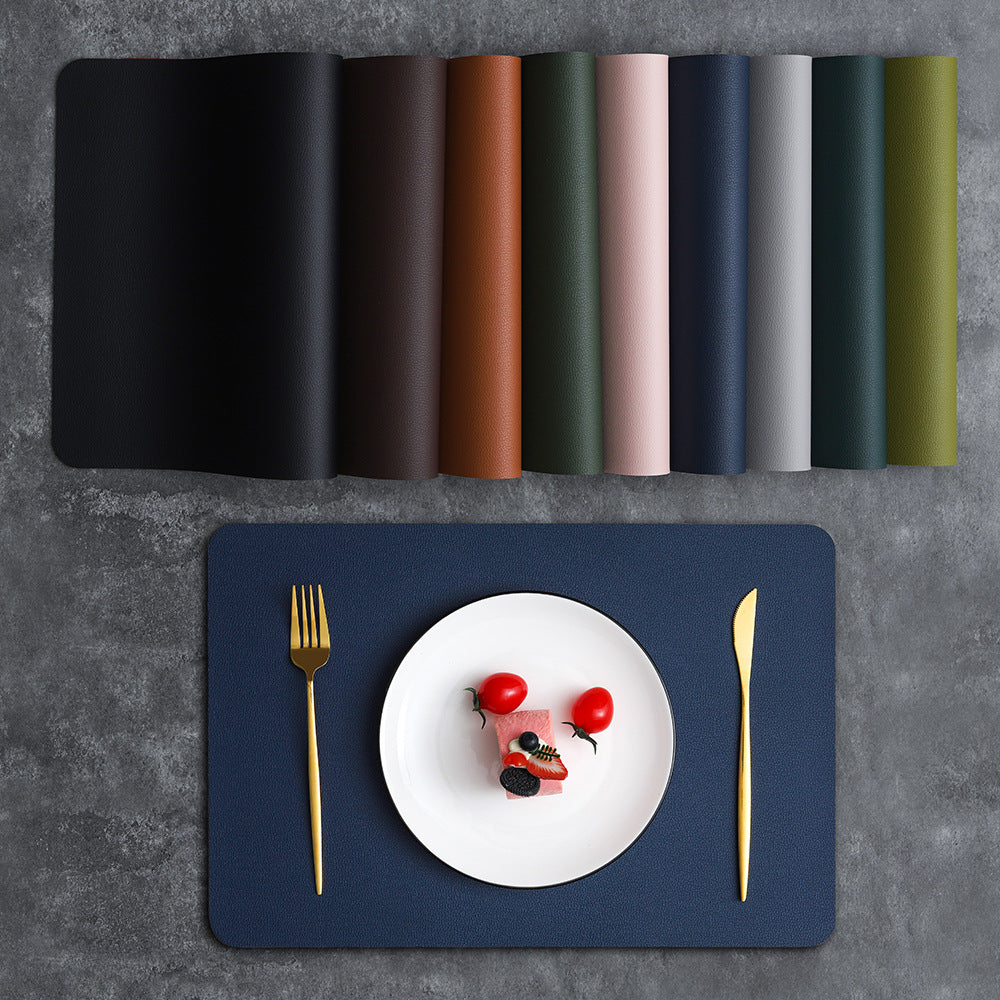 2-PCS Pink and dark grey PVC Double-Sided Lychee Texture Table Mat - Waterproof, Heat-Resistant & Easy to Clean for Home and Hotel Use - Image 2