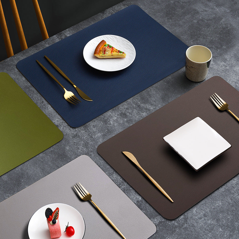 2-PCS Dark green and beige PVC Double-Sided Lychee Texture Table Mat - Waterproof, Heat-Resistant & Easy to Clean for Home and Hotel Use - Image 3