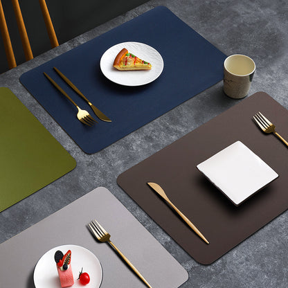 2-PCS Dark green and beige PVC Double-Sided Lychee Texture Table Mat - Waterproof, Heat-Resistant & Easy to Clean for Home and Hotel Use - Image 3