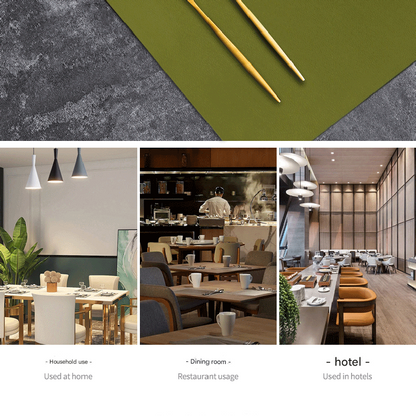 2-PCS Dark green and beige PVC Double-Sided Lychee Texture Table Mat - Waterproof, Heat-Resistant & Easy to Clean for Home and Hotel Use - Image 4