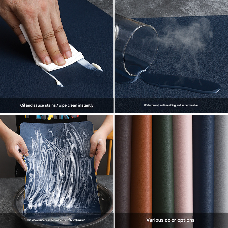 2-PCS Brown and black PVC Double-Sided Lychee Texture Table Mat - Waterproof, Heat-Resistant & Easy to Clean for Home and Hotel Use - Image 5