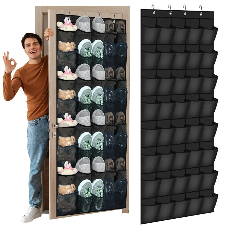 White 28-Pocket Over-the-Door Shoe Organizer with Breathable Mesh – Wall Hanging Storage Bag for Shoes, Boots, and Accessories - Image 6