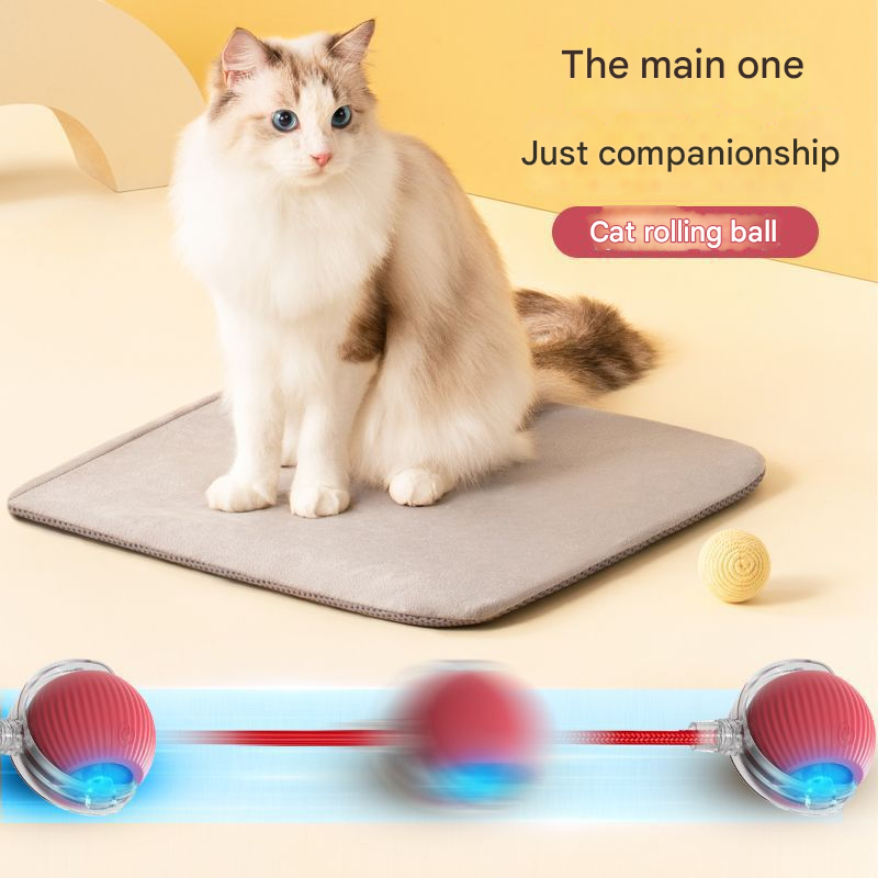 2-PCS Red Automatic Interactive Cat Ball Toy with Rope - Durable & Bite-Resistant Pet Jump Ball for Self-Entertainment & Play - Image 4