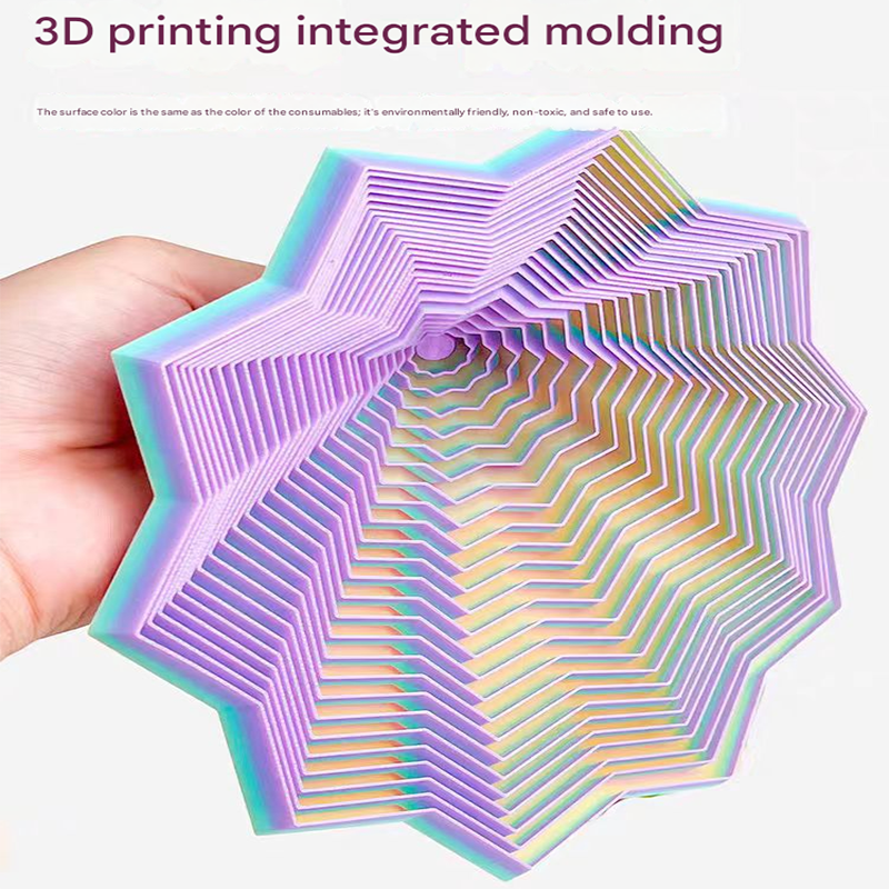 2-Pcs Laser Green Smart 3D Printed Fidget Toy - Hexagonal Illusion Folding Desk Toy for Stress Relief & Focus - Image 2