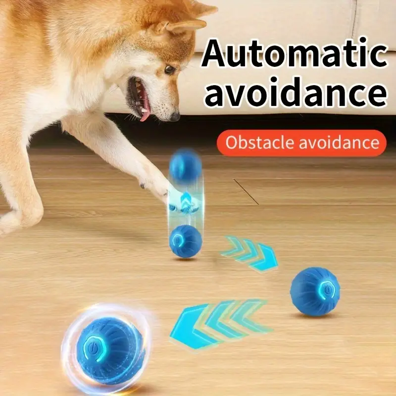 2-PCS Blue Intelligent Gravity Jump Ball - Dynamic Bite-Resistant Pet Toy for Cats & Small to Medium Breeds - USB-C Rechargeable - Image 2