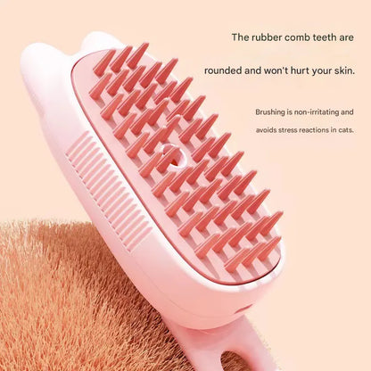 Pink Pet Spray Grooming Brush - 3-in-1 Steam Dematting Comb with Nano Mist for Cats & Dogs - Anti-Flying Hair & Massage - Image 4