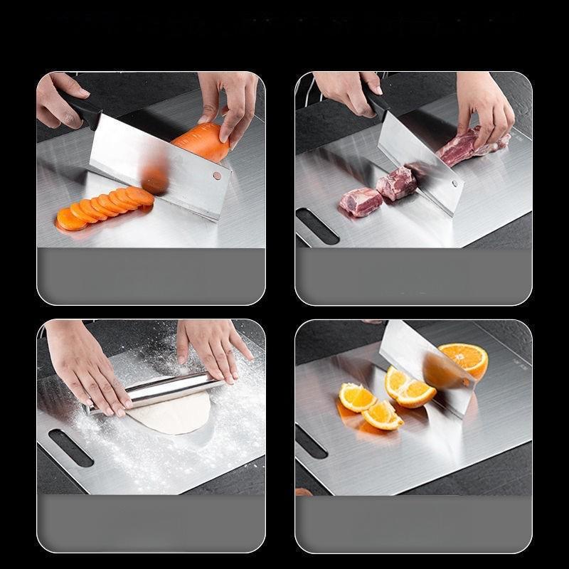 Dual-Sided Stainless Steel Chopping Board - Hygienic & Durable Kitchen Cutting Board for Meat, Veggies & More(20*30cm) - Image 4