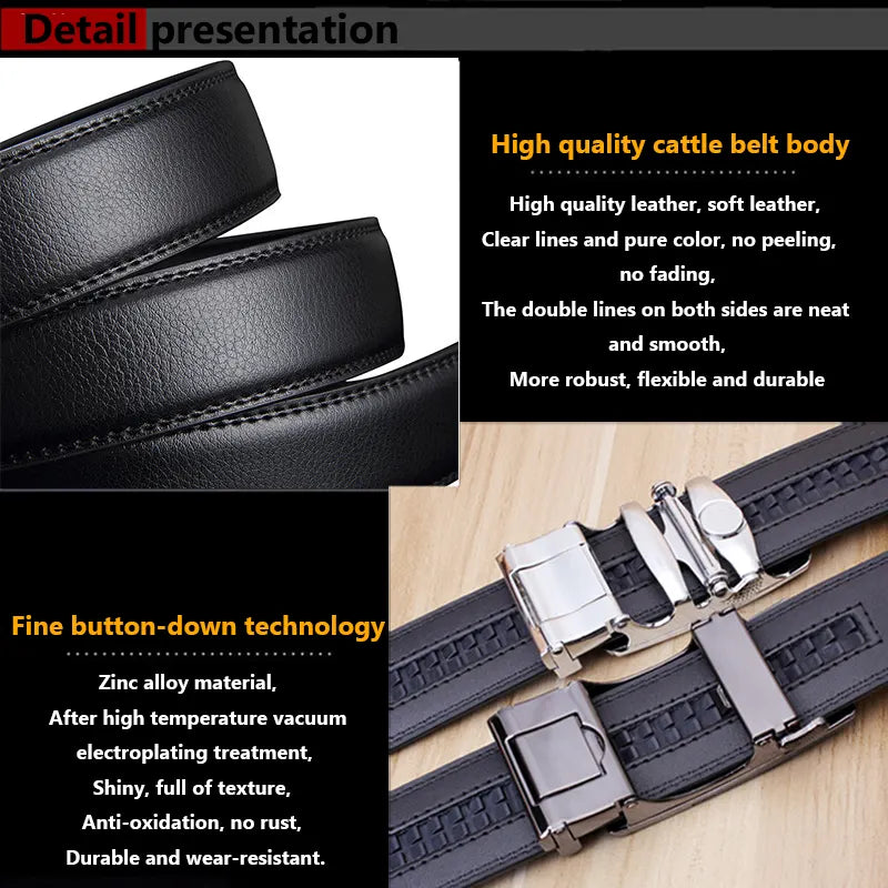 Valentine's Day Gift - Premium Men's Genuine Leather Automatic Buckle Belt - Business & Casual(Style 1) - Image 3