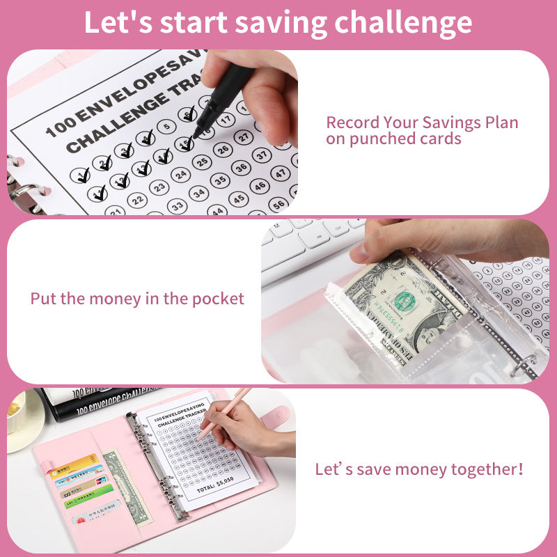Black 100 Envelope Savings Challenge Binder - A5 Budget Planner & Money Organizer with Zipper Pockets - Perfect for Couples & Families - Image 3