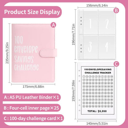 Black 100 Envelope Savings Challenge Binder - A5 Budget Planner & Money Organizer with Zipper Pockets - Perfect for Couples & Families - Image 5