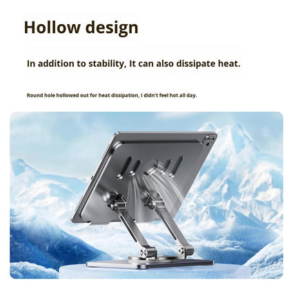 Grey 360 degree Rotating Tablet & Phone Stand - Heavy-Duty Aluminum Adjustable Holder with Cooling for iPad, iPhone, and More - Image 2