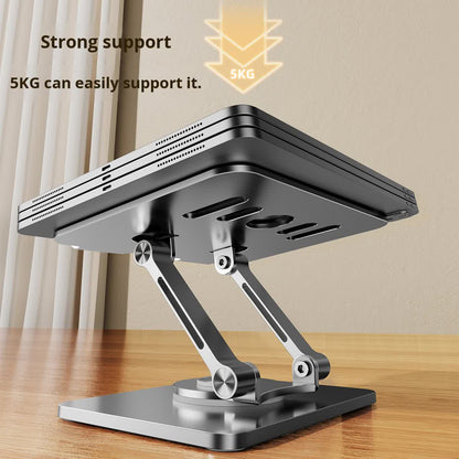 Grey 360 degree Rotating Tablet & Phone Stand - Heavy-Duty Aluminum Adjustable Holder with Cooling for iPad, iPhone, and More - Image 4