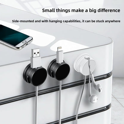 10-PCS White 360 Degree Rotating Cable Organizer with Magnetic Mount for Desktop Wire Management - Image 5