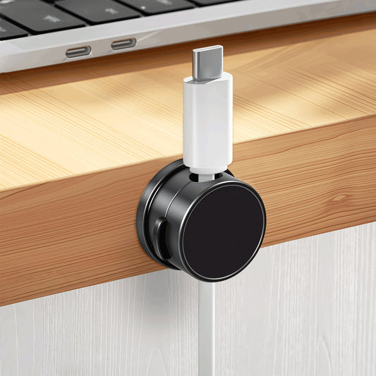 10-PCS Black 360 Degree Rotating Cable Organizer with Magnetic Mount for Desktop Wire Management
