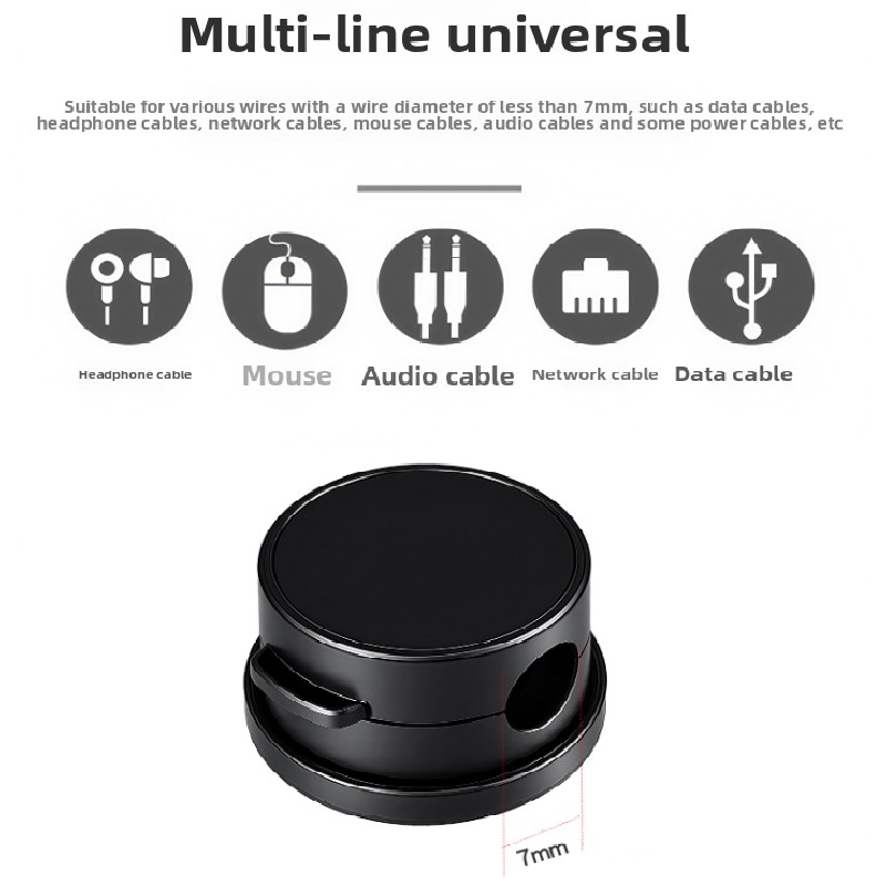 10-PCS Black 360 Degree Rotating Cable Organizer with Magnetic Mount for Desktop Wire Management - Image 3
