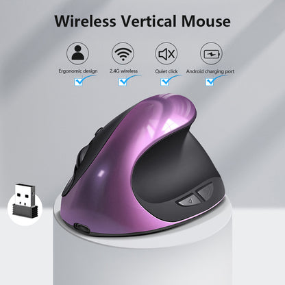 Red 3rd Gen Vertical Wireless Mouse with USB-C Charging - Ergonomic 2.4G Silent Click Design for Office and Laptop Use - Image 3