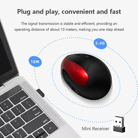 Black 3rd Gen Vertical Wireless Mouse with USB-C Charging - Ergonomic 2.4G Silent Click Design for Office and Laptop Use - Image 4