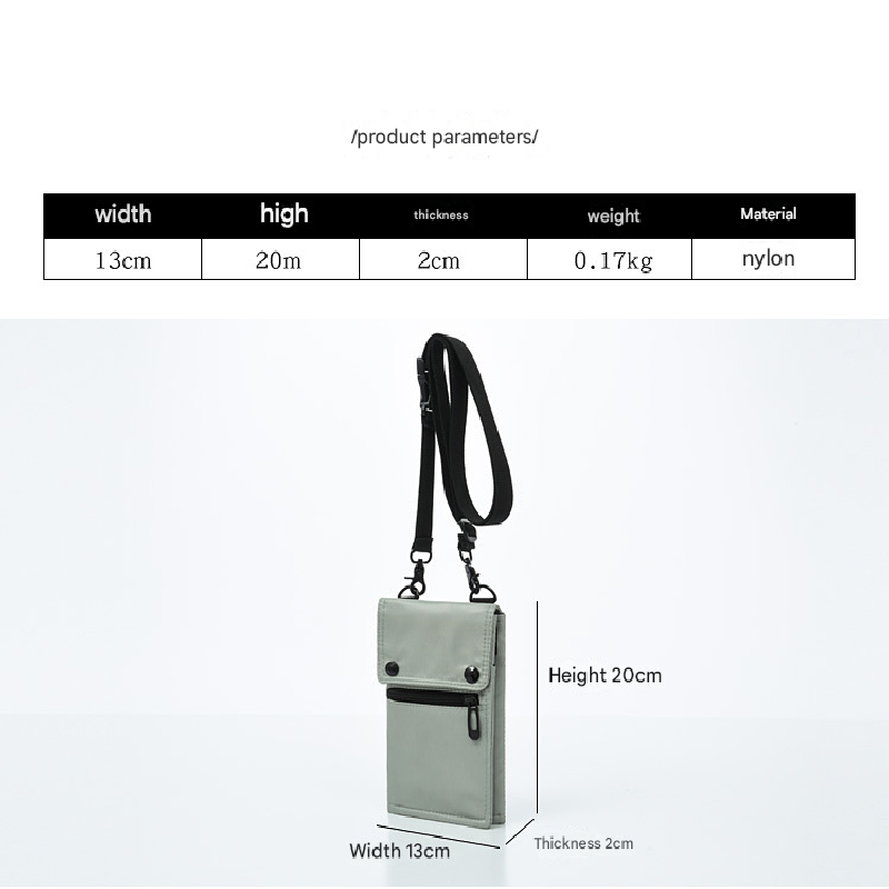 Grey Men's & Women's Nylon Crossbody Phone Bag - Multi-purpose Splash-proof Shoulder Pouch for Travel & Daily Use - Image 4