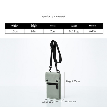 Grey Men's & Women's Nylon Crossbody Phone Bag - Multi-purpose Splash-proof Shoulder Pouch for Travel & Daily Use - Image 4