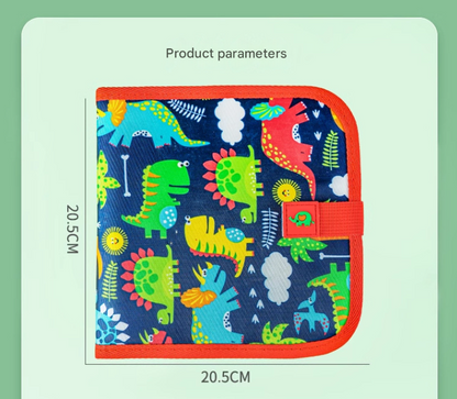 Green dinosaur Portable Reusable Drawing Board for Kids - erasable Doodle Book with Water Chalk Pens - Toddler Travel Activity Toy - Image 5