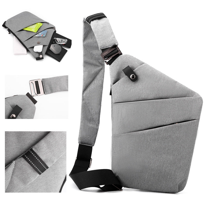 Grey Anti-theft Crossbody Sling Bag for Men & Women - Slim, Lightweight Chest Shoulder Pack for Travel & Daily Commute - Image 3