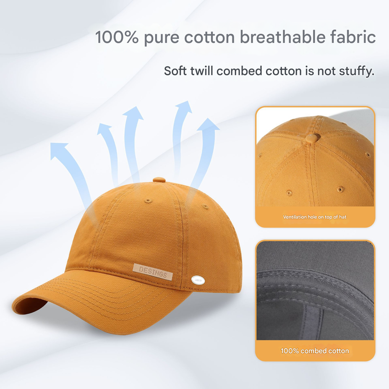 Wine red Premium Pure Cotton Quick-Dry Baseball Cap - Outdoor Sports & Camping Sun Hat, Adjustable Fit(54-62cm) - Image 2