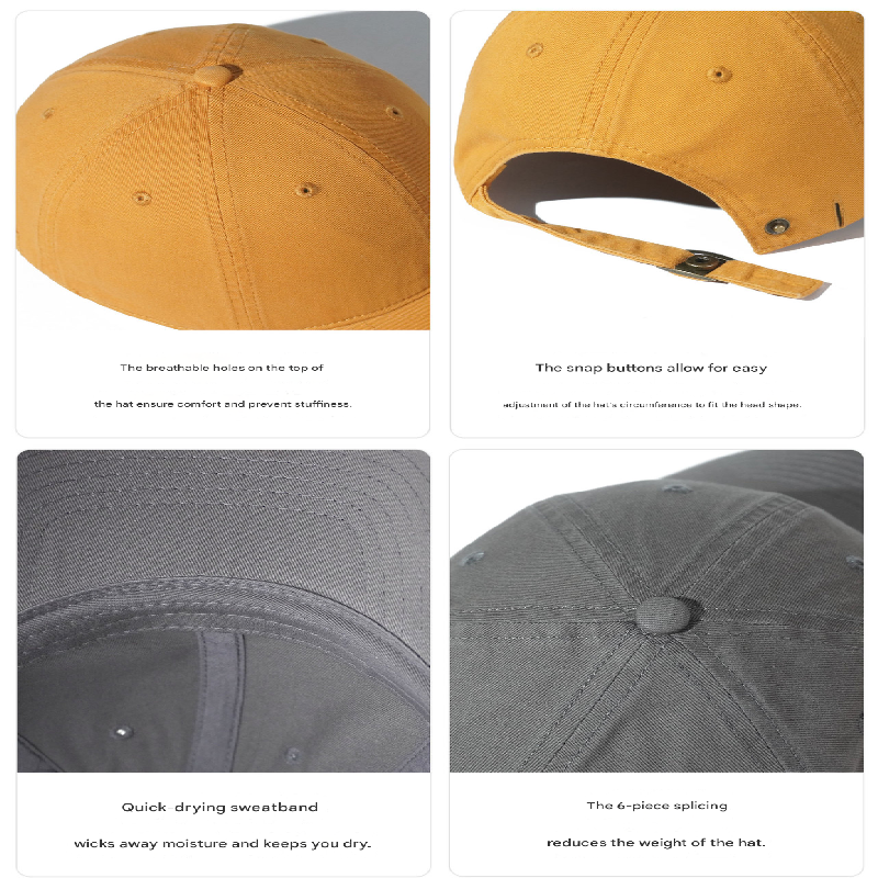 Wine red Premium Pure Cotton Quick-Dry Baseball Cap - Outdoor Sports & Camping Sun Hat, Adjustable Fit(59-65cm) - Image 3