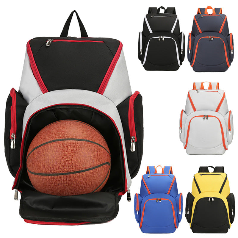 Black and red Large Capacity Oxford Cloth Basketball Backpack - Waterproof Gym & Travel Bag for Men & Women with S-Type Straps - Image 3
