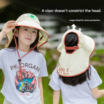 Grey Kids UV Protection Sun Hat - Breathable Wide Brim Bucket Hat with Neck Flap for Summer Beach & Outdoor Play - Image 4