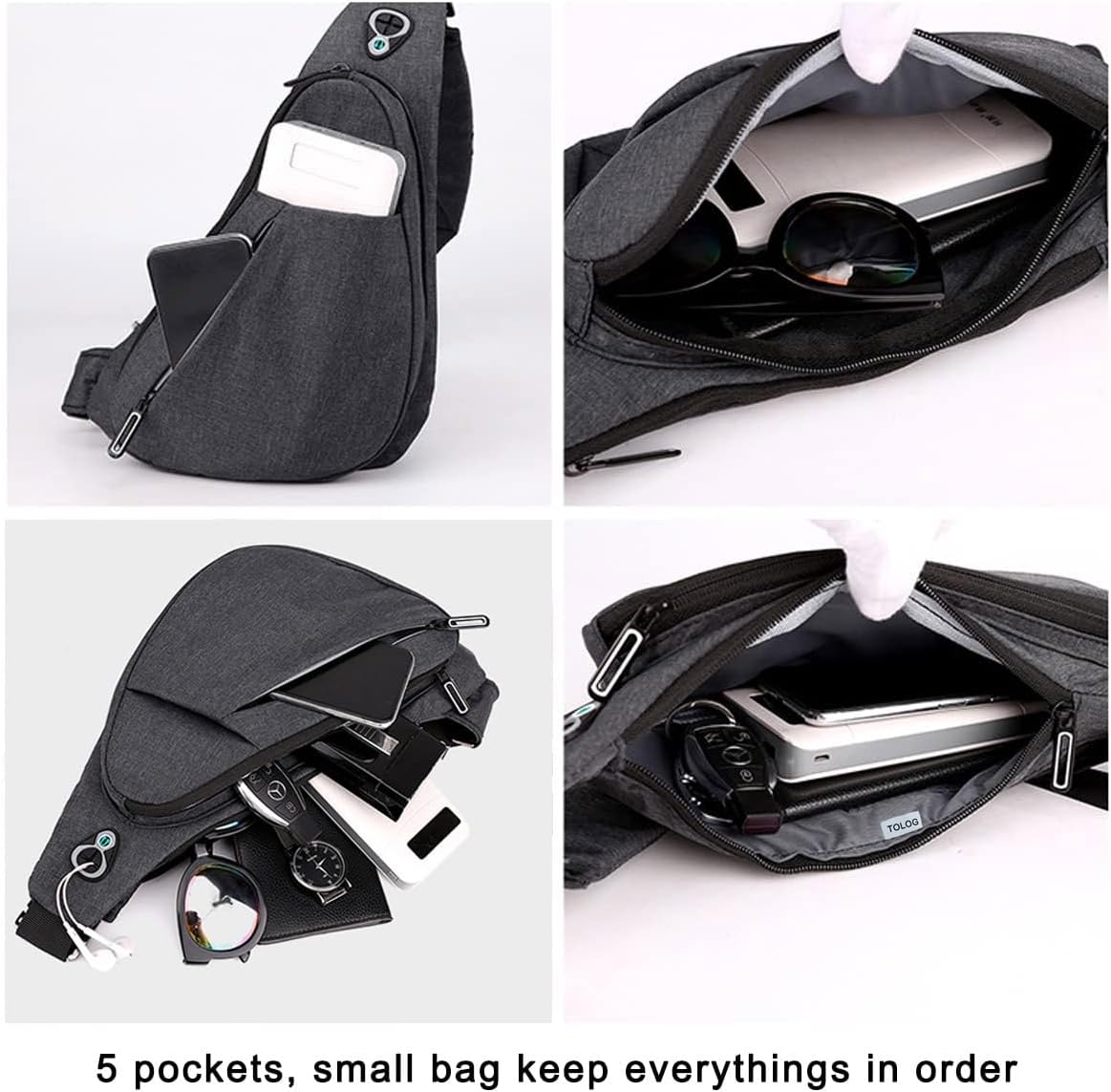 Black on the right shoulder New Men's Reflective Crossbody Sling Bag - Casual Commuter Shoulder Chest Pack for Daily Essentials - Image 2