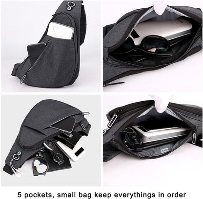 Black on the right shoulder New Men's Reflective Crossbody Sling Bag - Casual Commuter Shoulder Chest Pack for Daily Essentials - Image 2