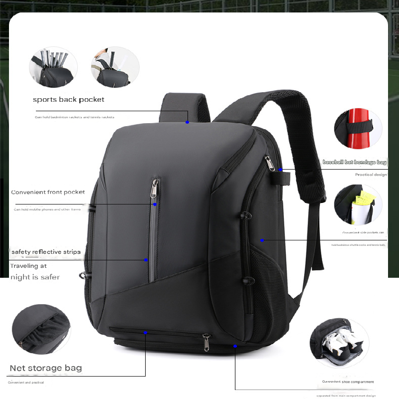 White and green Multi-functional Sports Backpack for Men & Women - Waterproof Basketball, Badminton, Tennis & Soccer Bag with Shoe Compartment + Net - Image 2