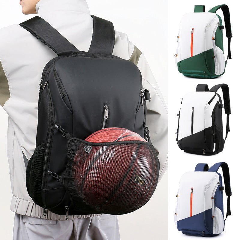 White and green Multi-functional Sports Backpack for Men & Women - Waterproof Basketball, Badminton, Tennis & Soccer Bag with Shoe Compartment + Net - Image 3