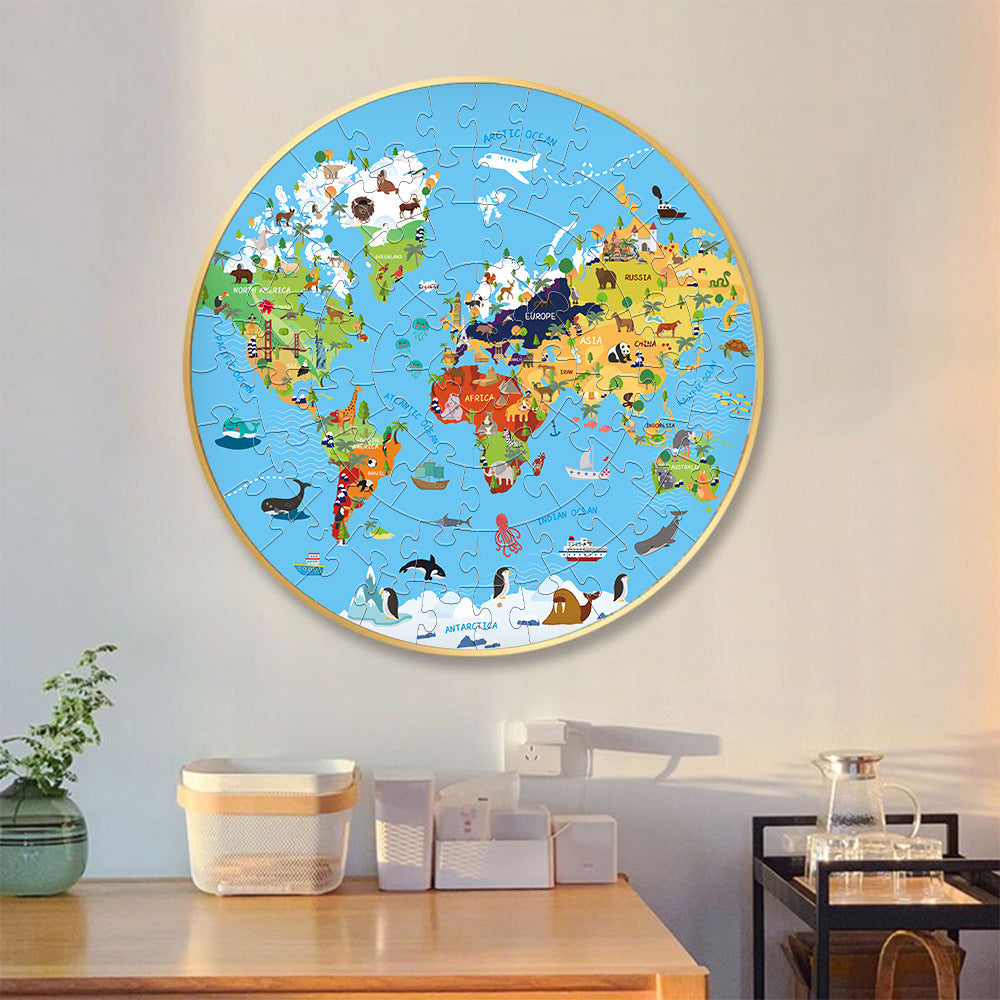 World Animal Puzzle Round Cardboard 70-Piece Jigsaw Puzzle - Educational Kids Puzzle Toy, Fun & Engaging - Image 4