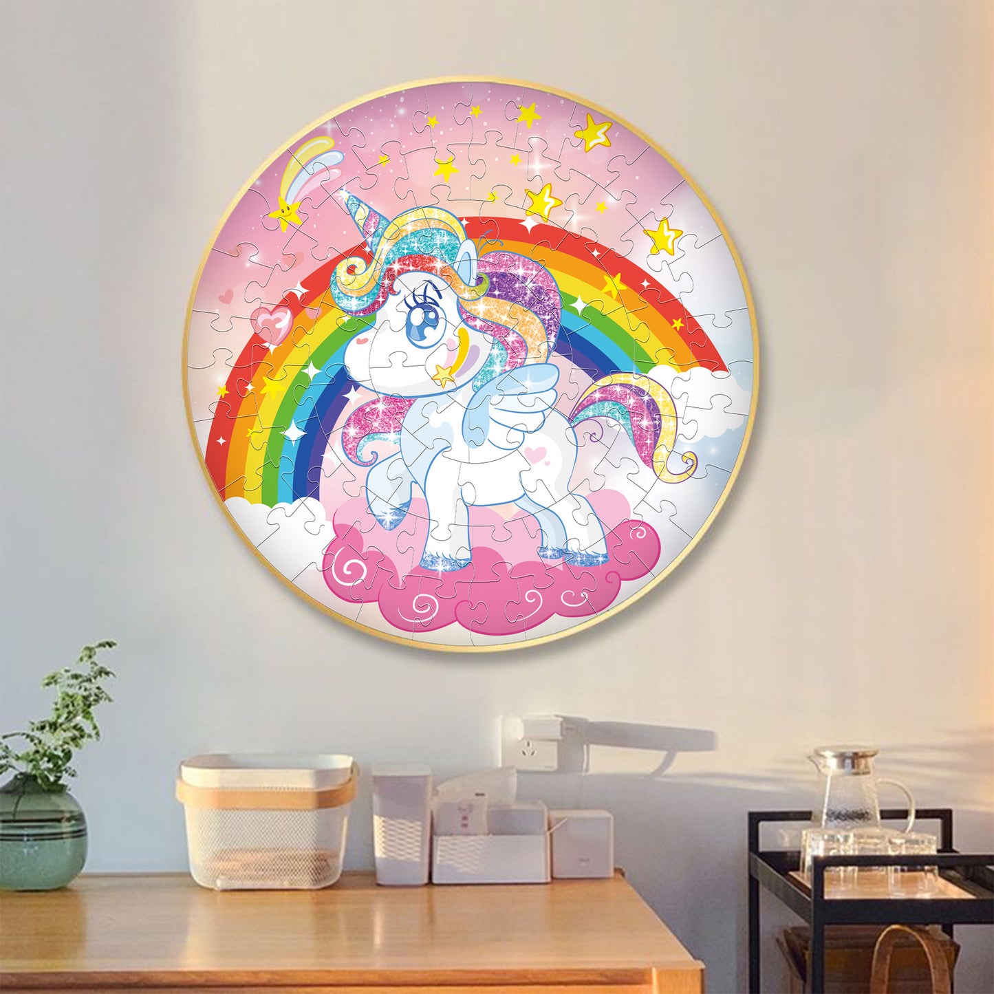 Unicorn puzzle Round Cardboard 70-Piece Jigsaw Puzzle - Educational Kids Puzzle Toy, Fun & Engaging - Image 4
