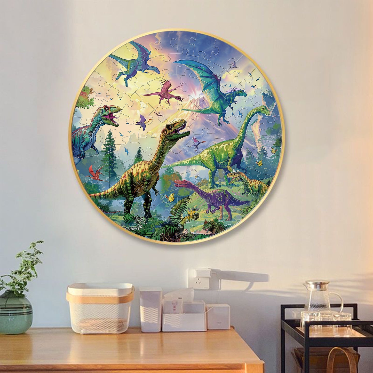 Dinosaur jigsaw puzzle Round Cardboard 70-Piece Jigsaw Puzzle - Educational Kids Puzzle Toy, Fun & Engaging - Image 4
