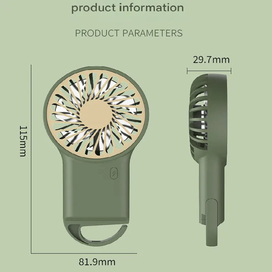 2-PCS Orange New Portable Handheld Air Cooler Fan - Foldable Desktop USB Rechargeable Mini Fan with Climbing Buckle - Image 5