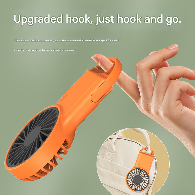 2-PCS White New Portable Handheld Air Cooler Fan - Foldable Desktop USB Rechargeable Mini Fan with Climbing Buckle - Image 2